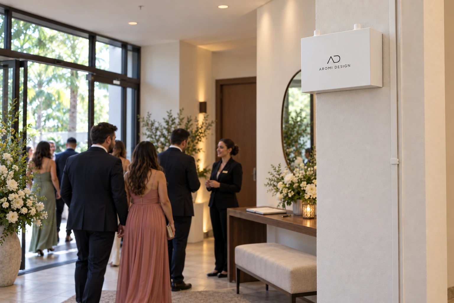 Aparelho Aromi Design branco na recepção de um casamento