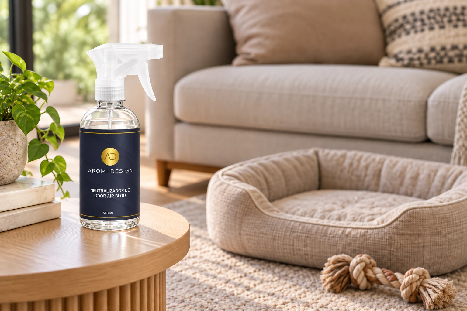 Neutralizador Aromi Design ao lado de caminha de animal