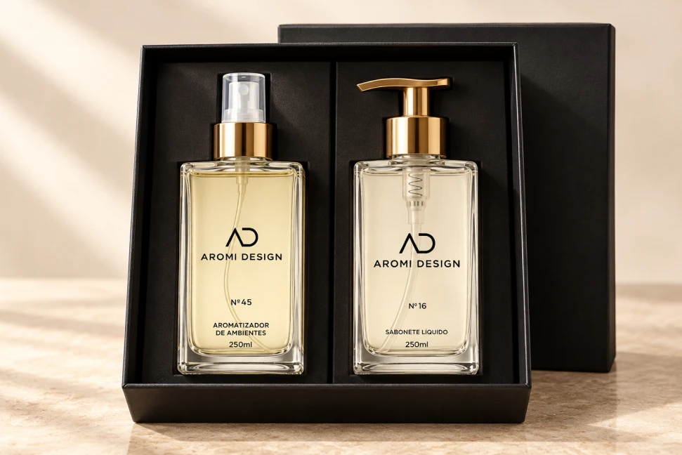Kit de duas fragrâncias Aromi Design em caixa preta